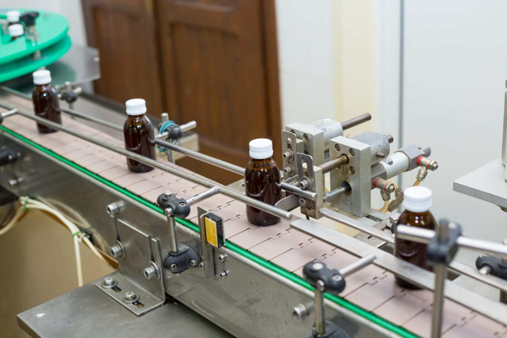 Pharmaceutical brown glass bottle production line.